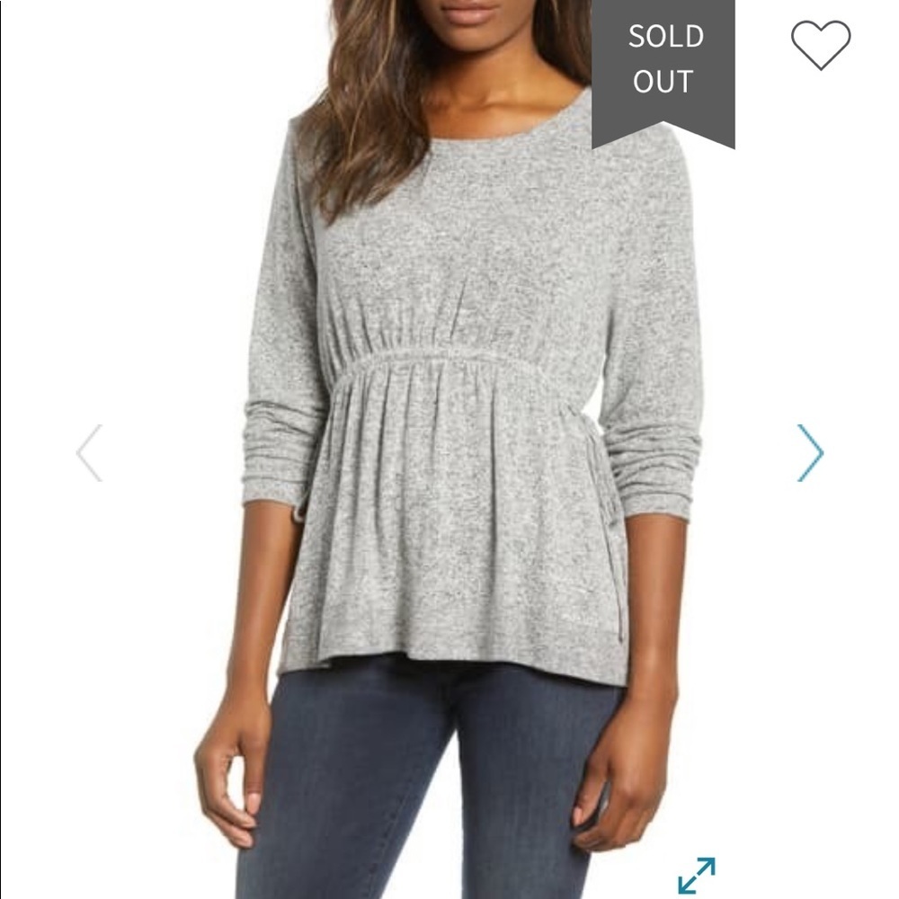 Caslon Cozy Tie Waist Peplum Top - Picture 1 of 8